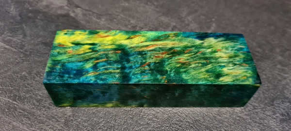 Stabilized curly birch green-yellow limited edition (9GGB)